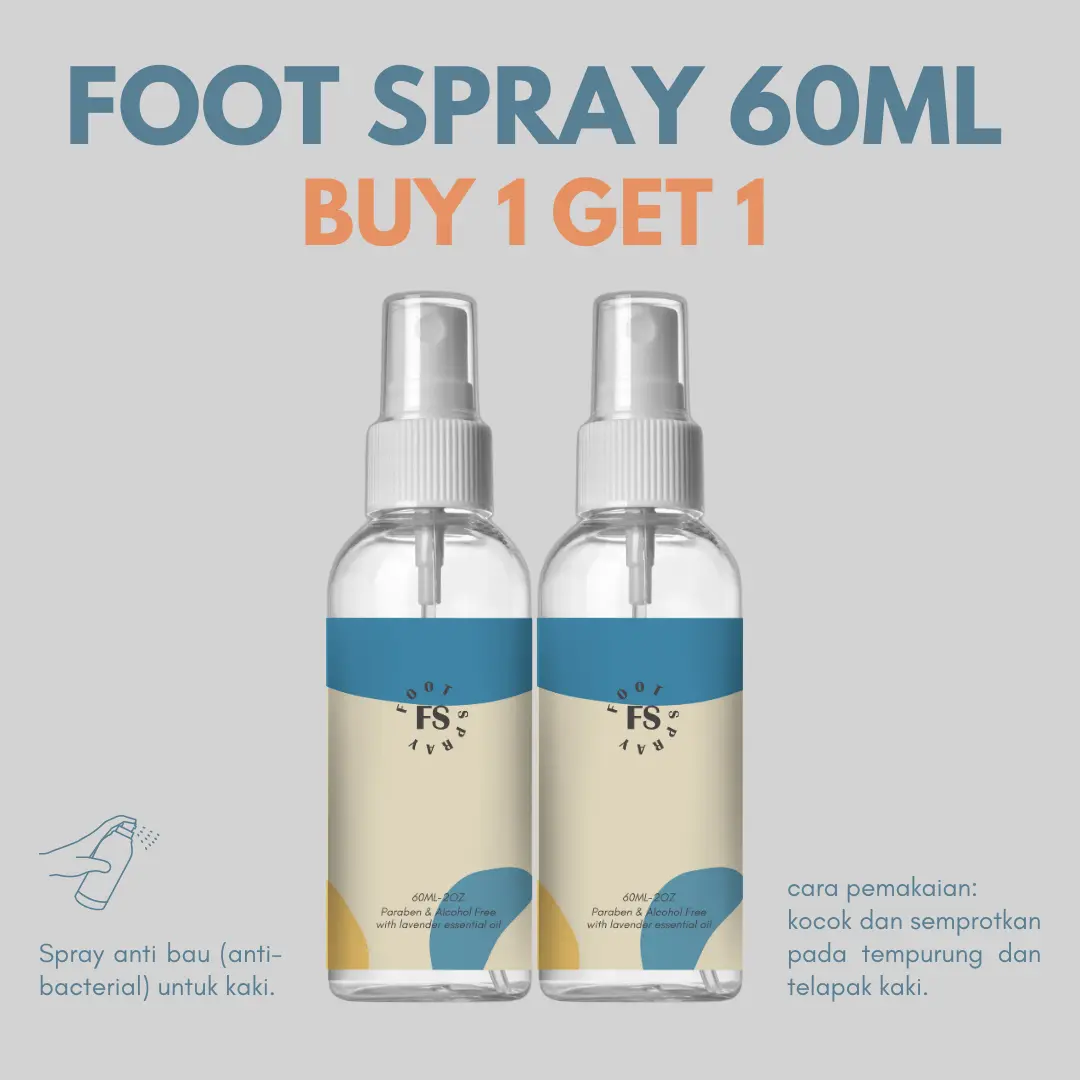 BUY 1 GET 1 Foot Spray 60ML / Penghilang Bau Kaki / Foot Odor / Deodorant Kaki