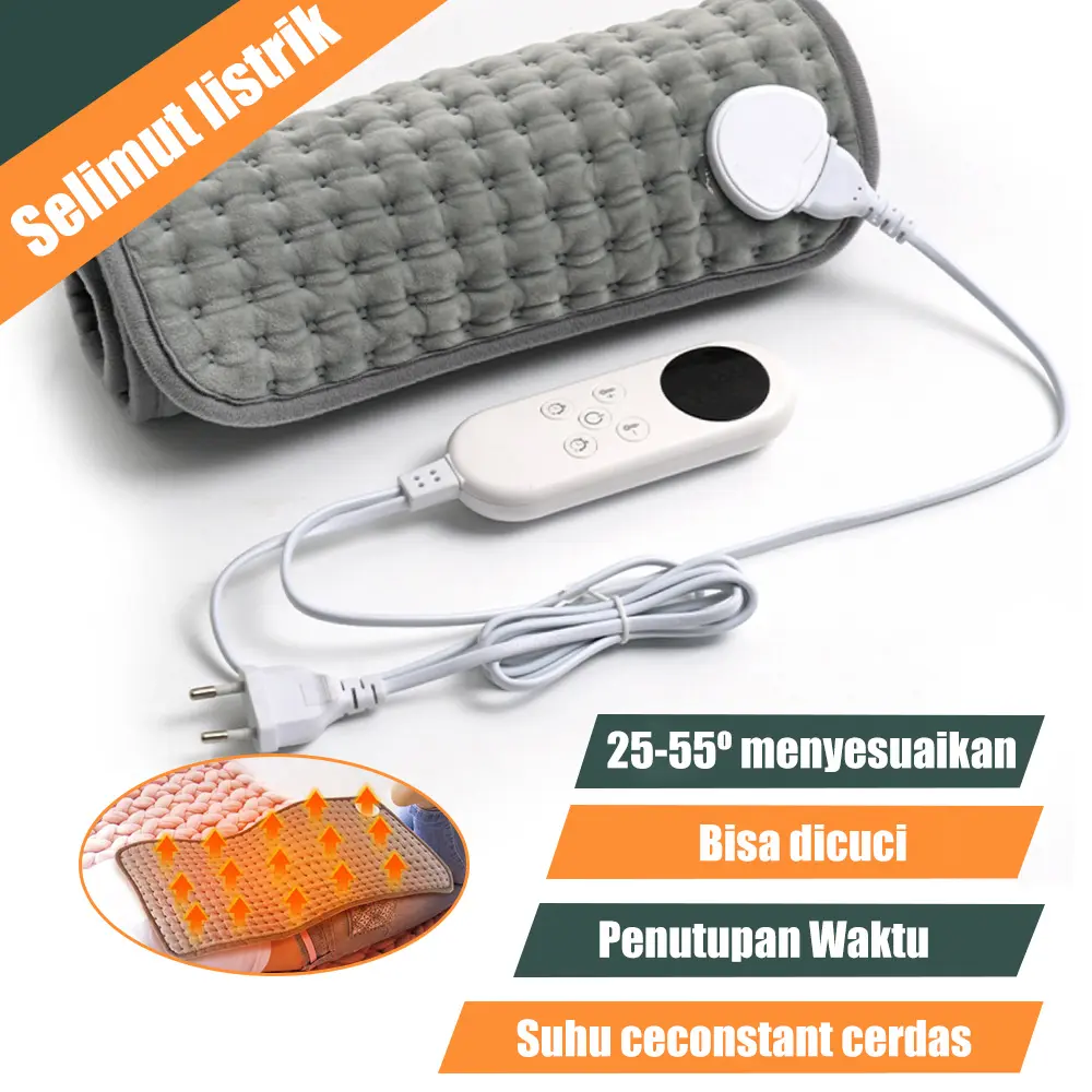 Bantalan Pemanas Elektrik Terapi Panas 30x60cm Heating Pad Pereda Nyeri Otot Bisa Dicuci