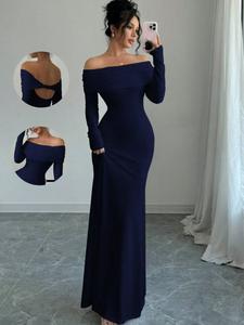 Nuevo vestido ajustado de un hombro para otoño, moda que realza la elegancia y sensualidad femenina, vestido ceñido de estilo sexy para mujeres, elegante y cómodo para fiestas