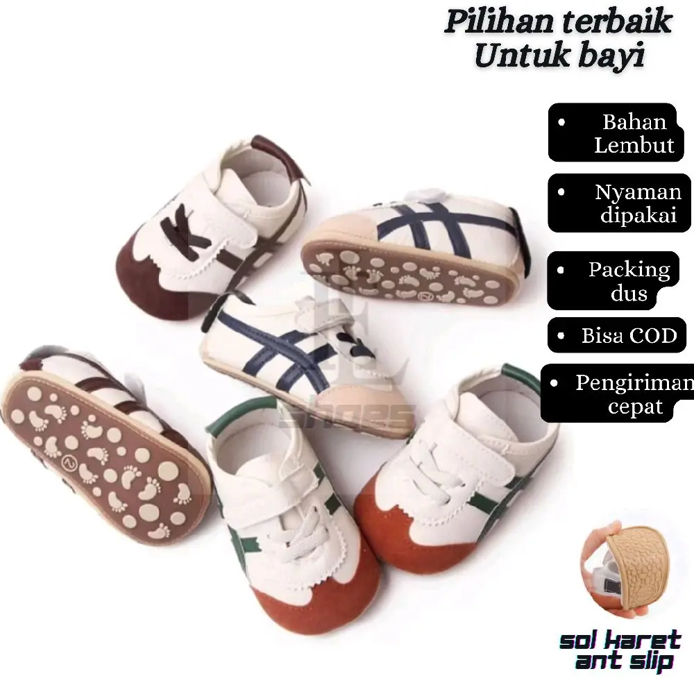 Sepatu Bayi baby Laki Laki NEW ONITSUKA Cowok  0-15 Bulan Murah Prewalker Shoes  1 3 6 9 12 15 Bulan 1 Tahun Terbaru