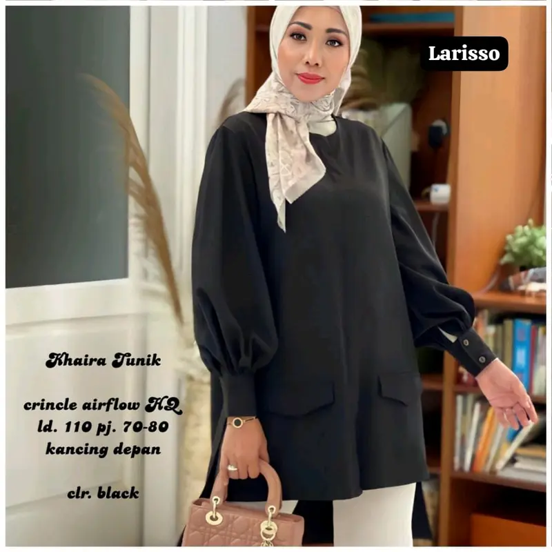 Tunik wanita crinkle airflow HQ kancing aktif / Khaira tunik 3