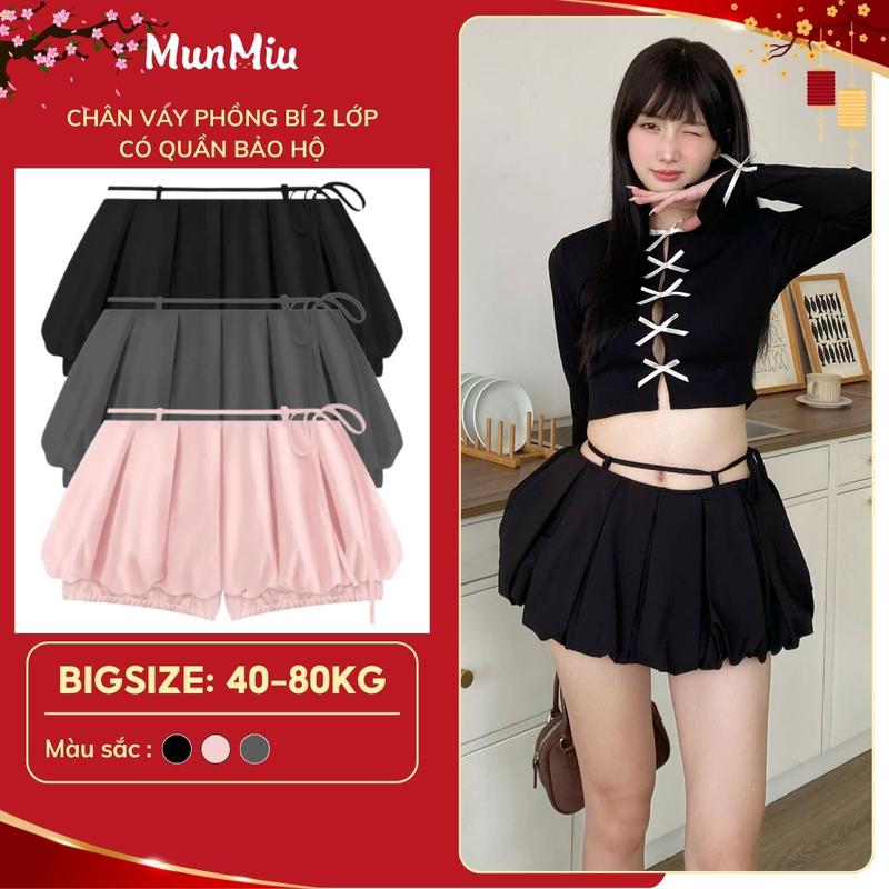  Chân váy nữ BIGSIZE MunMiu chân váy phồng bí ngô 2 lớp có quần bảo hộ phong cách trẻ trung năng động 512 