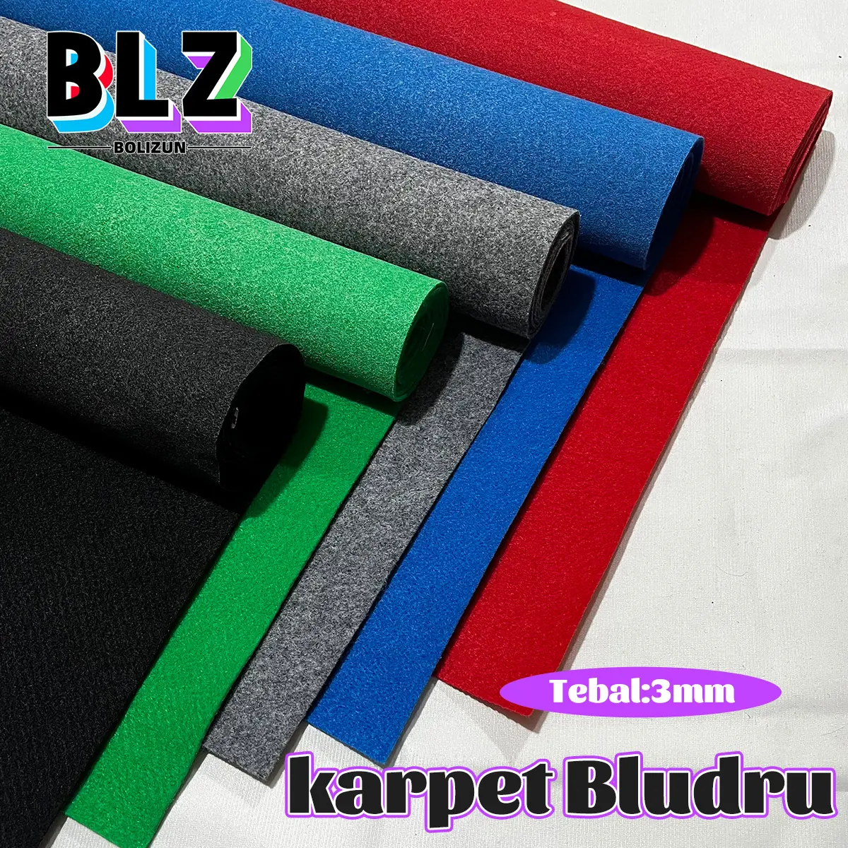 BOLIZUN Karpet Bludru 50x200 cm Karpet Pameran/Karpet Panggung/Karpet Masjid - 5 Warna