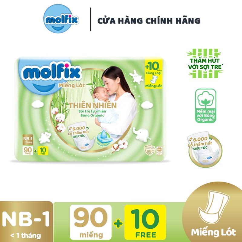 Miếng lót Molfix thiên nhiên bông organic newborn 1- 90+10 miếng Trẻ   Bỉm Cho Bé sơ sinh MẪU MỚI