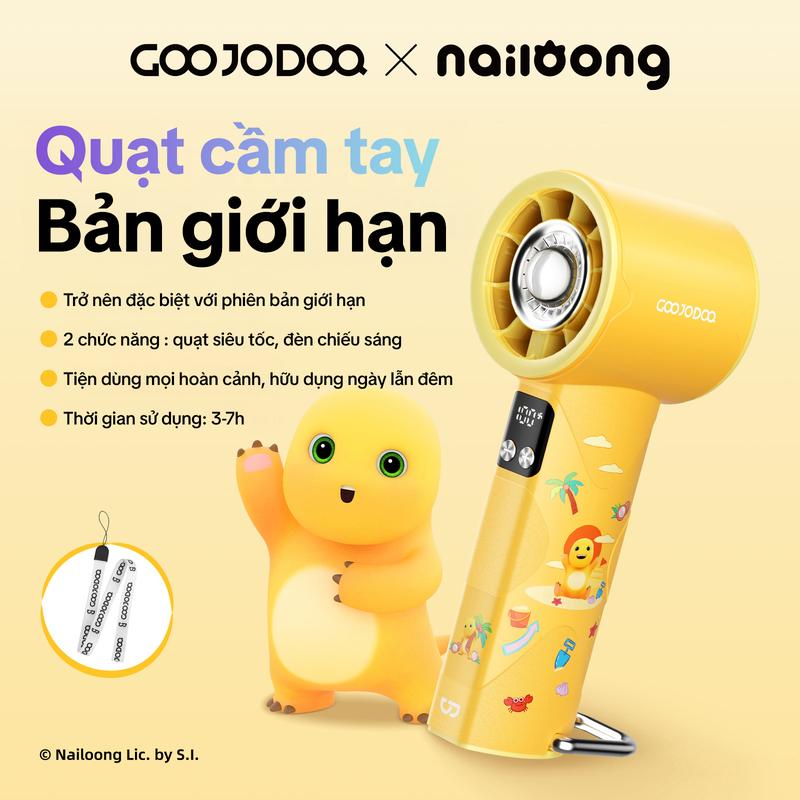 【GOOJODOQ- Độc quyền TTS  Phiên bản giới hạn Nailoong Quạt Turbo Siêu tốc, có đèn pin chiếu sáng hoặc nhấp nháy SOS , 100 tốc độ gió , màn hình kỹ thuật số, tiện dùng trong nhiều hoàn cảnh.
