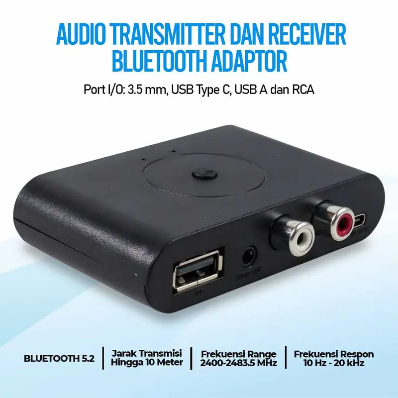 Audio Bluetooth 5.2 Receiver Adapter 3.5mm I Penghubung Bluetooth Speaker - Black 1