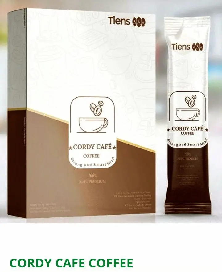 Tiens Cordy Coffee Capucino - Kopi Instan Arabica Robusta Cordyceps Gingseng Lingzhi Gojiberi Guarana Rasa Capuccino  Rendah Gula - 20g Minuman  Bubuk coffee kopi kopi  sachet Less Sugar