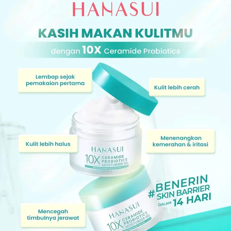 Pelembab Wajah Hanasui Ceramide Probiotics Gel 10X Pelindung Barrier 30 Gr 2