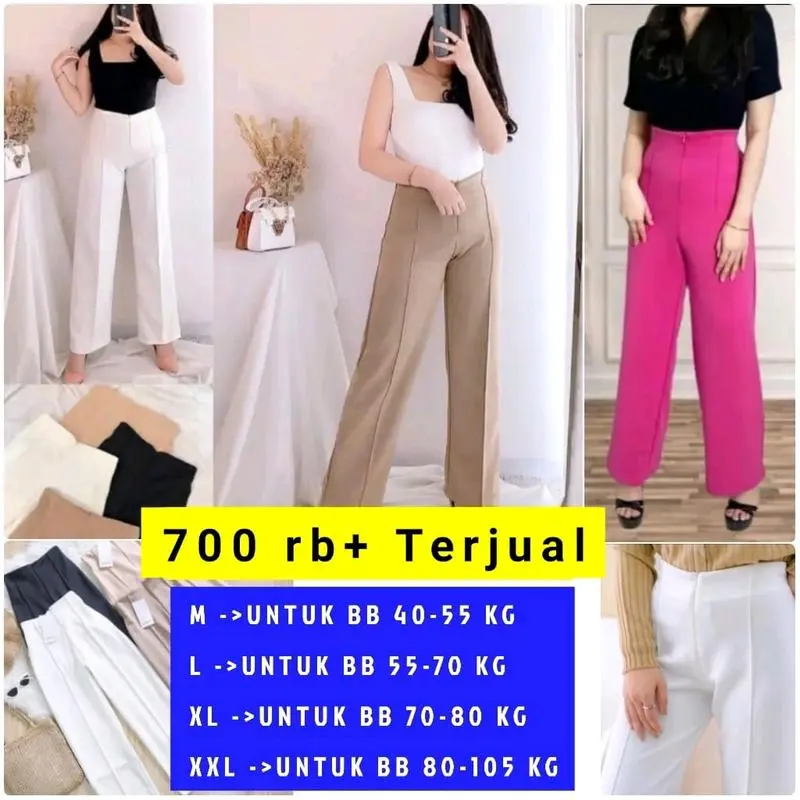 TURUN HARGA - Celana Wanita Kulot Putih Scuba Bawahan Cewek Dewasa Linen Irene Highwaist Panjang Casual