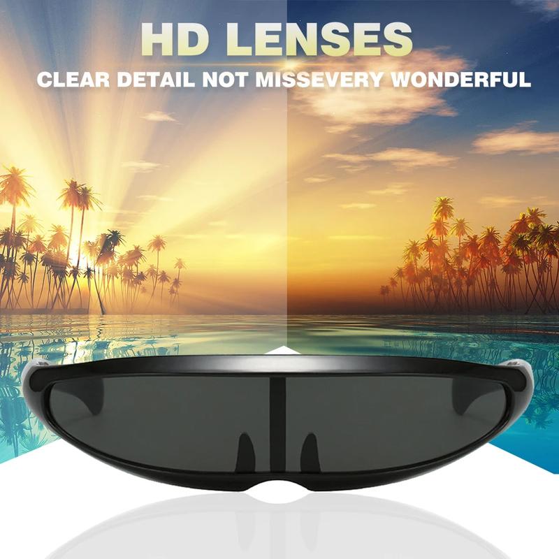TRAFA Kacamata Pria Futuristic Sunglasses Anti-Reflective UV400 - TF267 - Black Novelty Futuristic Mirrored Sunglasses Alien Glasses Fancy Dress Props Funny Stylish Perfect Fit for Halloween or Any Party Mitra Online 2