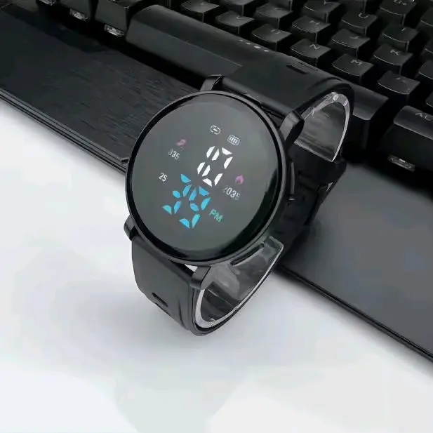 Jam Tangan Wanita Pria Digital Rubber Bulat Led Watch