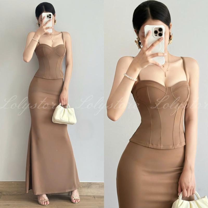( CÓ BIGSIZE ) Set đầm body nữ Cát Nhật cao cấp form ôm tôn dáng sang chảnh Lolystore Dresswomen HL325