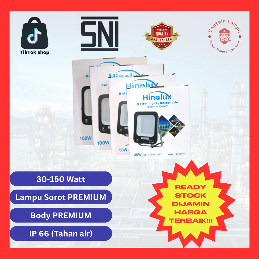 Lampu Tembak atau Sorot Premium LED Flood Light 30W/50W/100W/150W IP 66 (Cahaya Putih/ Cahaya Kuning)