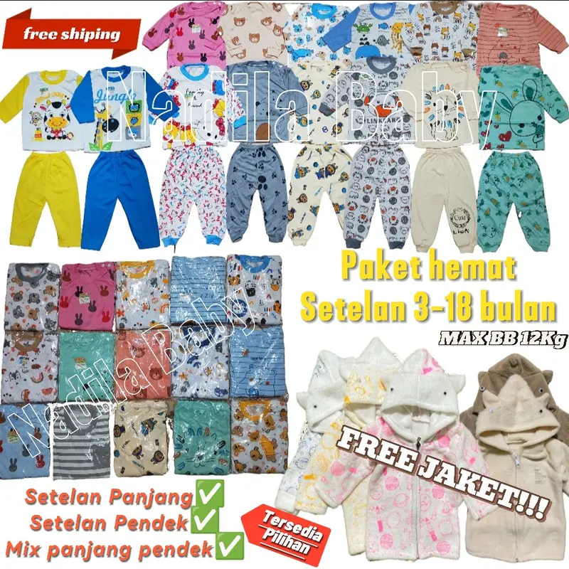 (FREE JAKET)- 100RiBUAN DAPET 7stel panjang/pendek usia 3-18 bulan 0