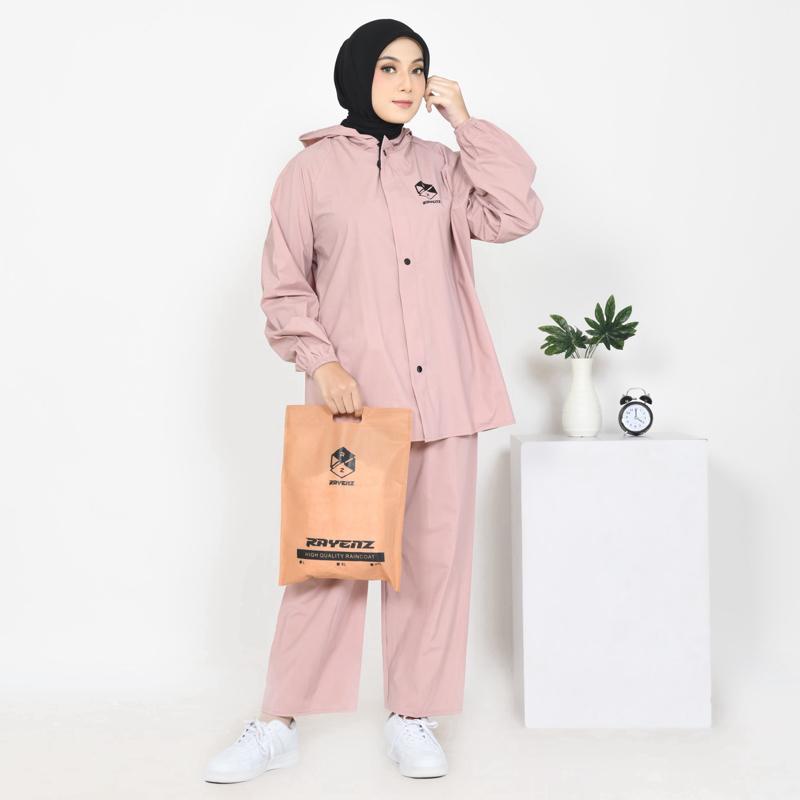 RAYENZ Jas Hujan Setelan Pria Wanita bahan PVC Tebal Anti Rembes tersedia warna Hitam Biru Army Merah dan Cream kedap air dan dapat digunakan kembali 7