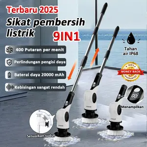 2025 Sikat Pembersih Elektrik 9IN1 Sikat Kamar Mandi Otomatis Multifungsi Electric Cleaning Brush