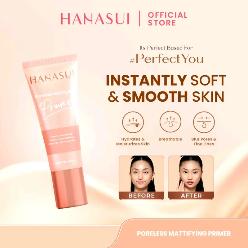 Hanasui Poreless Mattifying Primer -Menyamarkan Pori - Pori Garis Halus Kerutan 0