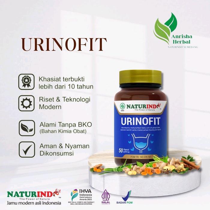 Urinofit Peluruh Batu Ginjal Dan Melancarkan Buang Air Kecil Naturindo Isi 50 Kapsul Best Quality Asli 100% Original
