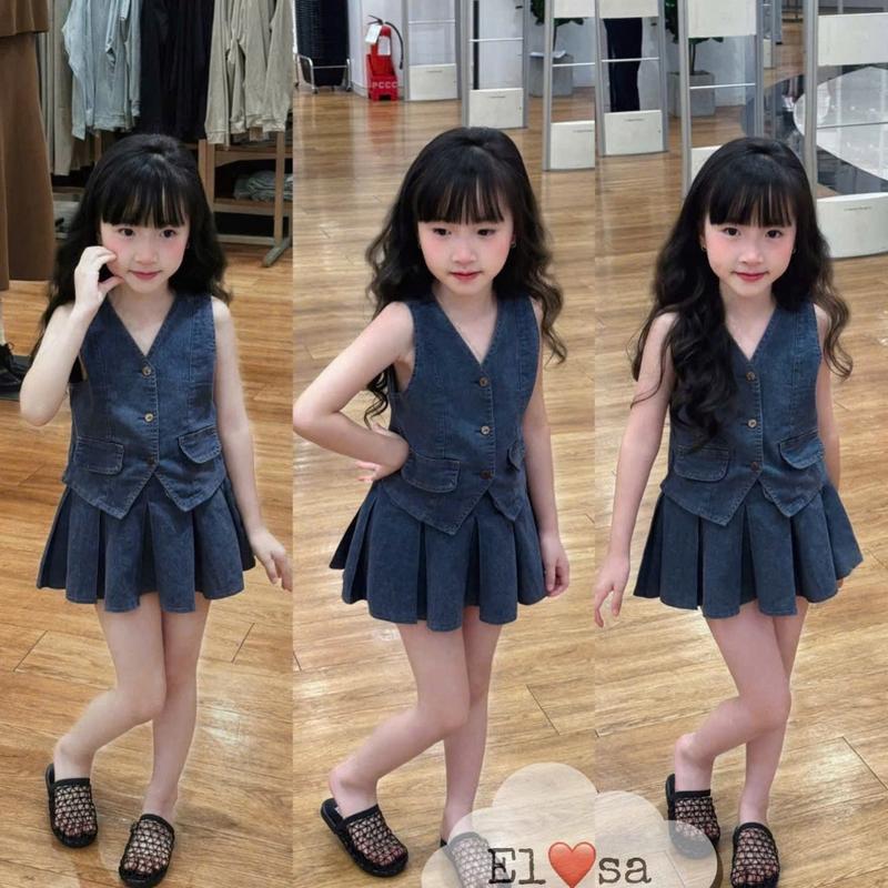 Quần Áo bé gái - SET BÒ ÁO GILE + CHÂN VÁY siêu xinh cho bé từ 1-8 Tuổi