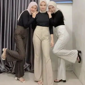 Flare Pants Stripe Bangkok - Celana Semi Cutbray Impor Premium