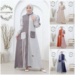 DAVINA DRESS KATUN HARUKA MIX TWILL ORI ELEGAN TERBARU Gamis Muslim Mewah