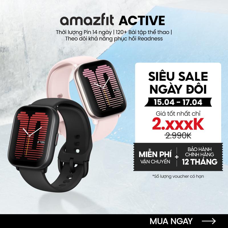 Đồng hồ thông minh Amazfit Active - 42mm | GPS - Hàng Chính Hãng - Bảo hành 12 tháng