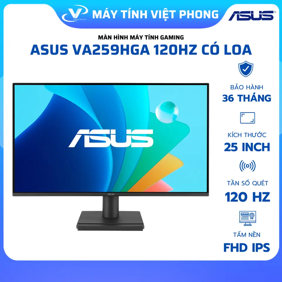 Màn hình Gaming 120Hz ASUS VA259HGA (24.5 inch/FHD/IPS/120Hz/1ms/LOA) BẢO HÀNH 3 NĂM TOÀN QUỐC