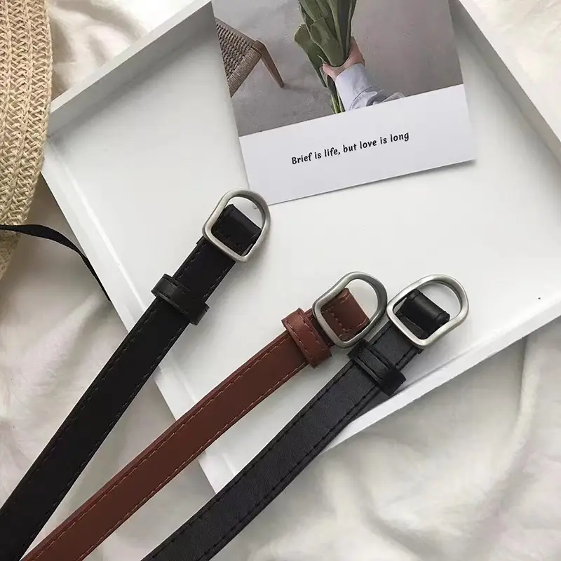 Miyeon TP526 Ikat Pinggang Wanita Bahan PU Belt Model Korean Thin Gesper Gaya Retro 3