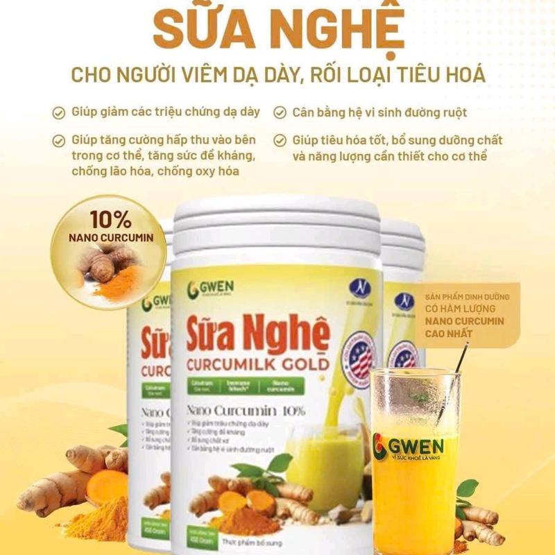 Chính hãng Sữa Nghệ Nano Curcumin Gold Gwen 500gr thơm ngon - Giúp lợi sữa,bồi bổ phụ nữ sau sinh,hộ trợ dạ dày,đề kháng khỏe mạnh