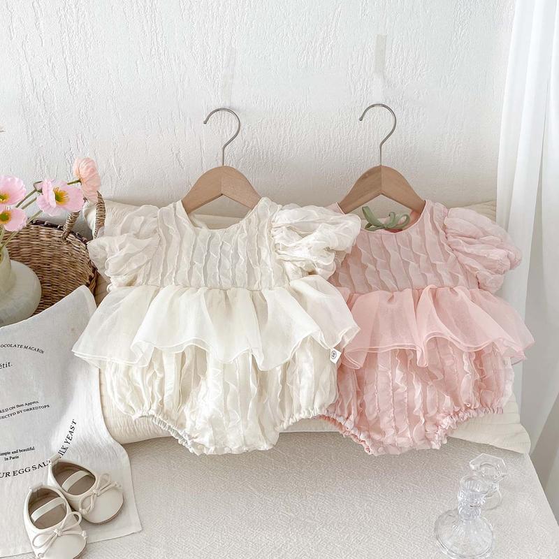 Váy Mùa Hè Cho Em Bé Túi Hoa Tulip Công Chúa Cho Em Bé Gái ins Váy Sợi xì hơi Váy Trăm Ngày Hình Bầu Trời Đầy Sao Áo Liền Quần