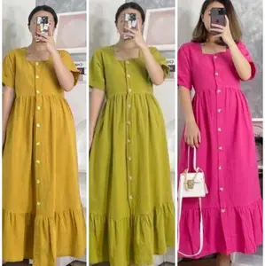 paket daster 100ribu dapat 3pcs Daster  Crinkle full kancing Nyaman//Dress wanita bumil dan busui frendly//Daster kekinian kain lembut tidak nerawang tebal... Menyusui Hamil Santai