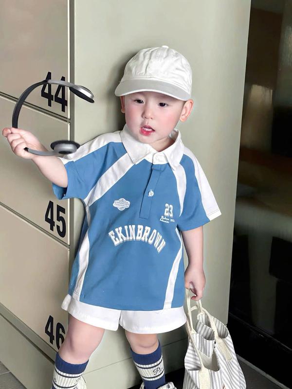 TẶNG KÍNH Bộ quần va áo hè Polo Xanh phối trắng EKIN Aó Chất Cotton Phối Quần Trắng Mềm Cho Bé Trai Size từ 10-30kg cho bé trai COTTON Jean