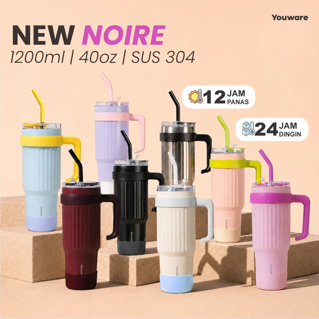 Youware - Noire 2.0 Botol Minum Tumbler Stainless Steel 1200ml Tahan Panas Dingin
