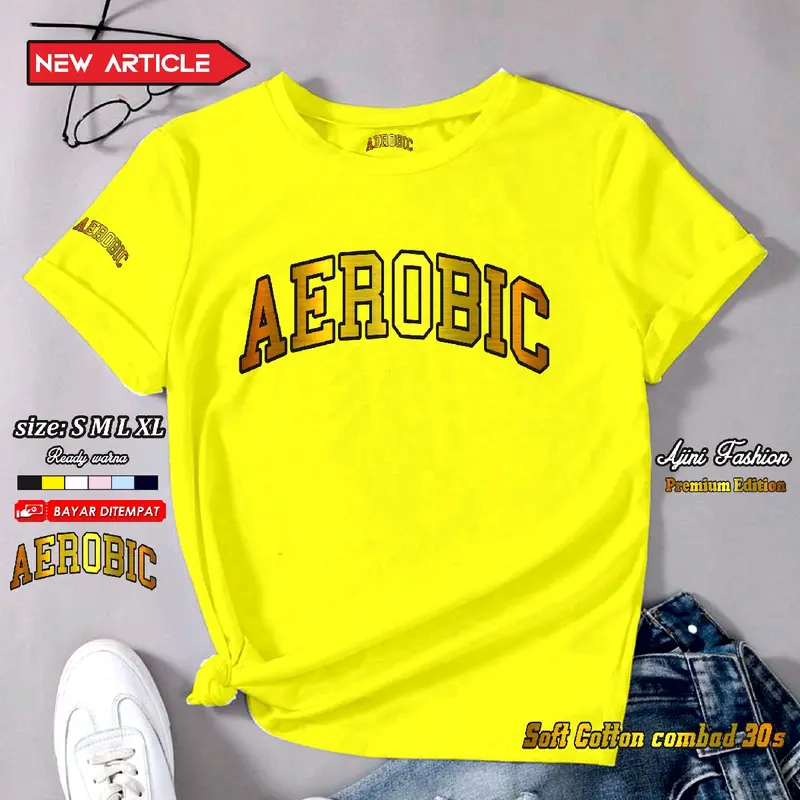 kaos aerobik baju atasan olahraga wanita terbaru kaos olahraga wanita kaos senam zumba atasan olah raga kaos aerobic katun combad 30s gold series Sport 2