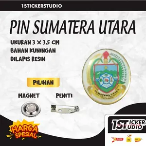 PIN Topi Mutz Bros Provinsi Sumatera Utara Kuningan Resin Peniti Magnet Premium