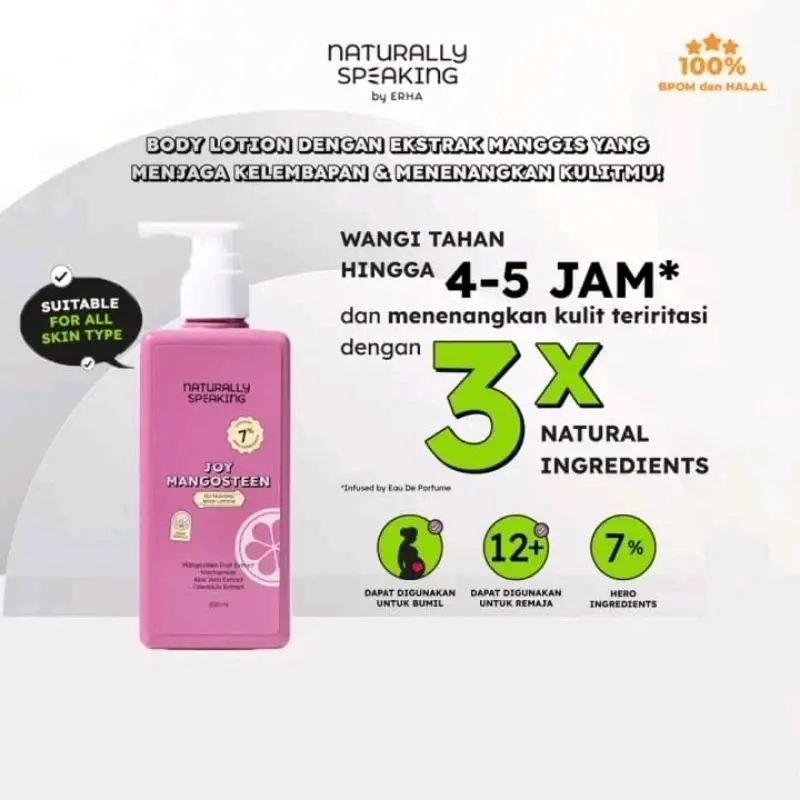 Naturally Speaking Body Lotion Joy Mangoesteen Refreshing Extract Niacinamide Hydrating Acid