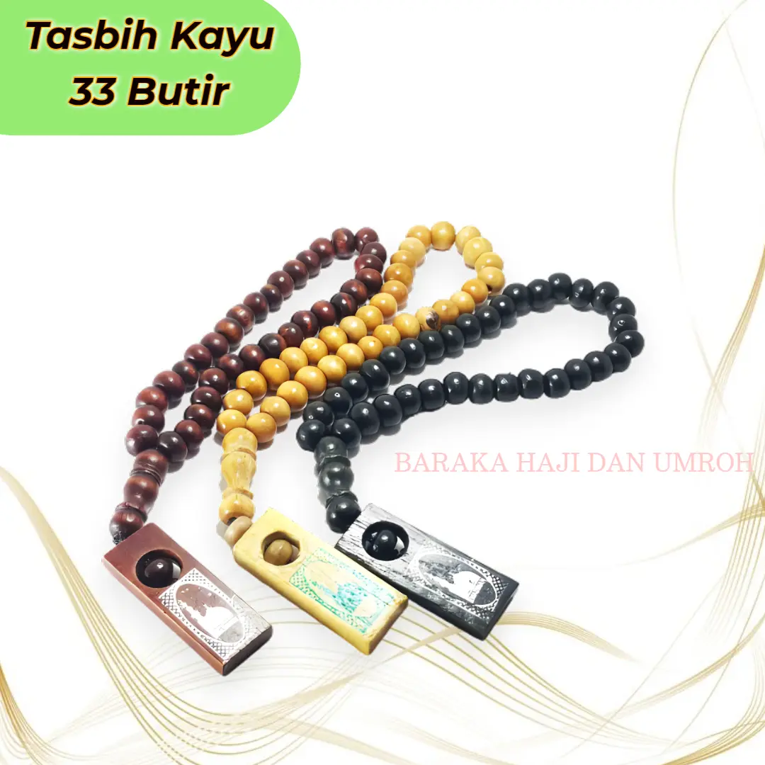 Tasbih Kayu 33 Butir, Tasbih Oleholeh Per 10 pcs