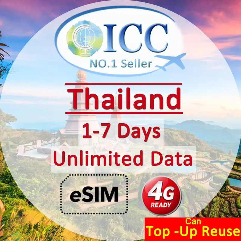 ICC Travel SIM- Thailand 1-30 Days Unlimited Data Travel Voucher(Can top up reuse)