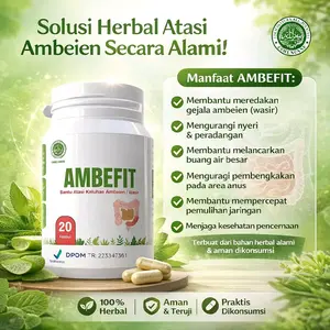 AmbeFit - Solusi Herbal Alami untuk Ambeien, Membantu Meredakan Gejala, Mengurangi Nyeri, & Peradangan, 20 Kapsul