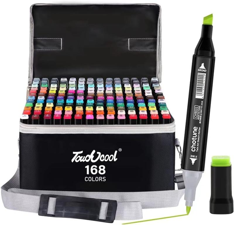 24 Colors Markers Dual Brush Pens Marker Double Tipped Round + Chisel Tips Sketch Art Drawing Markers for Artist Kids Adults Books Card Coloring Sketching 2