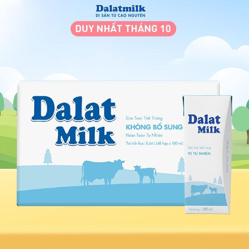 [Affiliate] Thùng 48 hộp sữa tươi tiệt trùng Dalatmilk vị tự nhiên 180 ml (180 ml x 48)