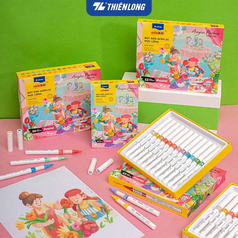 Pastel Acrylic Markers Bút sơn Bút lông 12 24 36 màu ThiênLong Colokit - Màu sắc tươi sáng Mượt tay đều màu