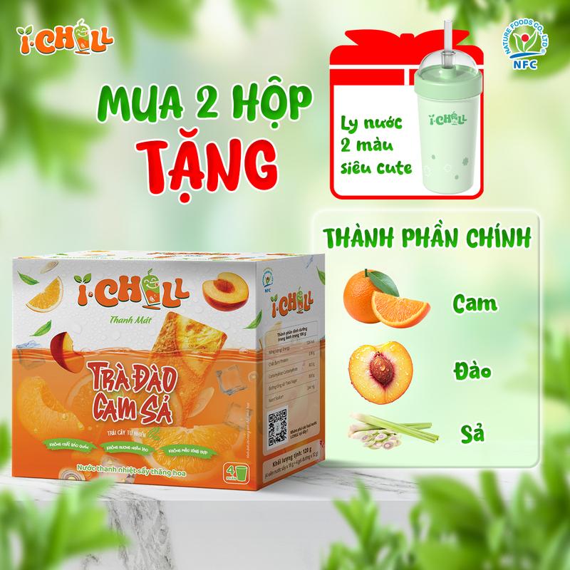  iChill Trà Đào Cam Sả Nước Thanh Nhiệt Sấy Thăng Hoa Từ Trái Cây Tự Nhiên 4 Gói X Hộp Không Chất Bảo Quản ISO 22000 HACCP BRC 