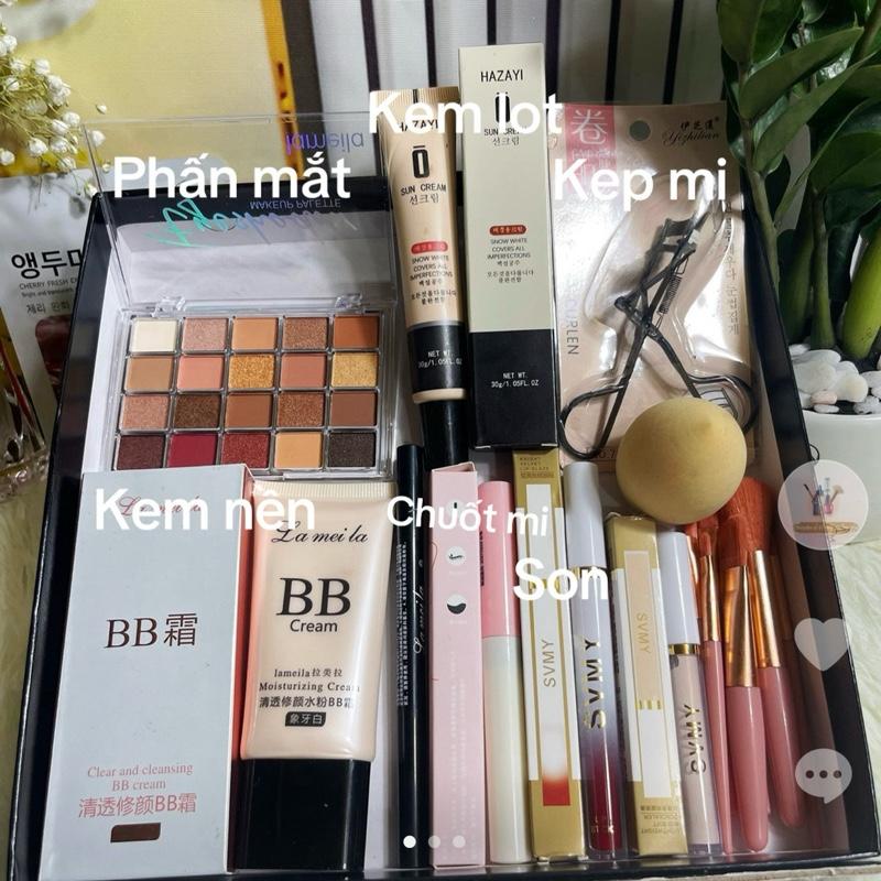 Combo makeup 10 món trang điểm cơ bản đầy đủ cho người mới bắt đầu Cosmetic Mỹ Phẩm Son Môi Nữ Women