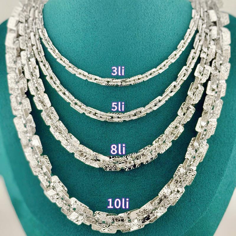 3 li 5li 8li 10li Dây chuyền xoắn vuông 3 li 5li 8li 10li hàng đã si kim sáng đẹp đeo bền hàng ngày - Dây chuyền cho cả nam và nữ Có 45cm và 52cm