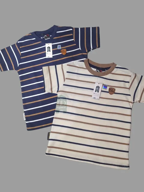 MDKIDS Baju kaos Anak Strip Salur Mozza Bahan Catton Premium Usia 1 2 3 4 5 6 7 Tahun II Kaos Anak Laki-Laki Perempuan Katun 0