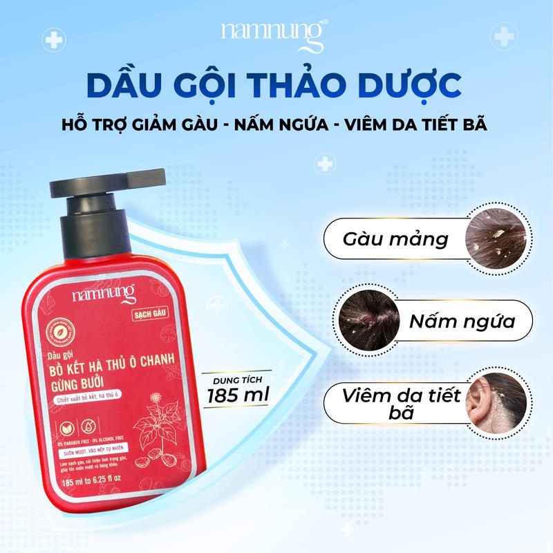   FLASH SALE  Bán Chạy Dầu gội thảo dượċ Nam Nung hỗ trợ giảm nấm hỗ trợ giảm gàu mảng dung tích 185ml 