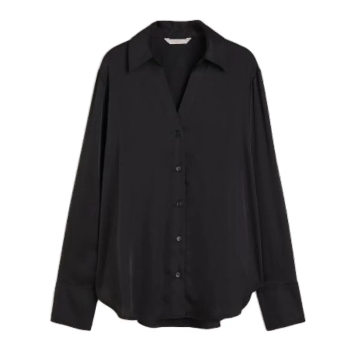 HMM Satin Black V-neck Blouse