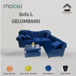 Sofa Minimalis L Gelombang dengan Busa Kayu Furniture berkualitas