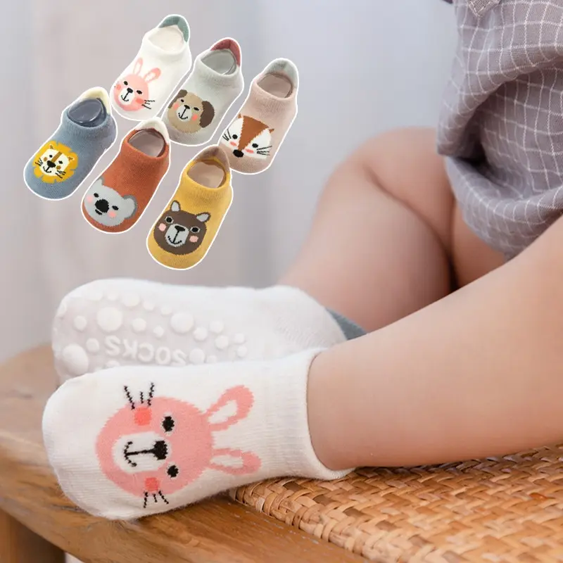 Tất Trẻ Em Bé Bằng Vải Bông, Thiết Kế Hoạt Hình Dễ Thương, Không Trơn Trượt, Thích Hợp Cho Trẻ Từ 0-5 Tuổi, Tất Đi Trong Nhà, Tất Mùa Xuân Và Mùa Thu 2
